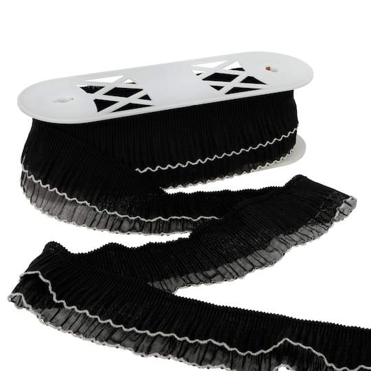 2.6" Black with White Scallop Ruffle Trim by Celebrate It®